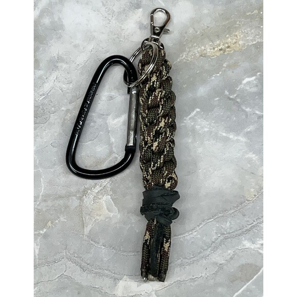 Paracord Braided Keychain Carabiner Key Ring Green Handmade Macrame Swivel Clasp - Picture 1 of 12